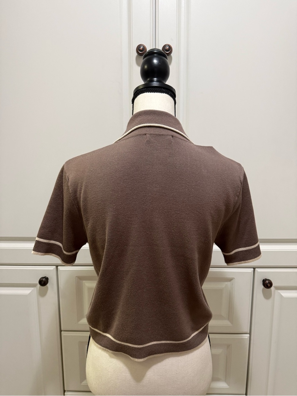 NWT Active USA Taupe trimmed dash pockets knit short sleeve sz m - Picture 8 of 10